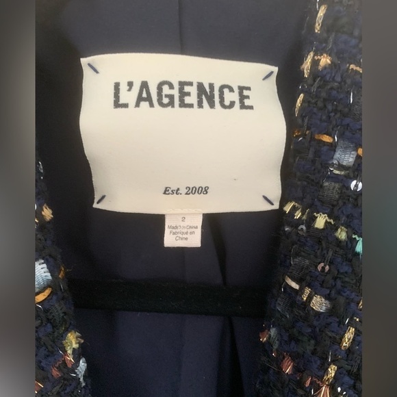 CURRENT SEASON L'Agence "Jayda" sequin-embellished tweed blazer - Picture 9 of 11